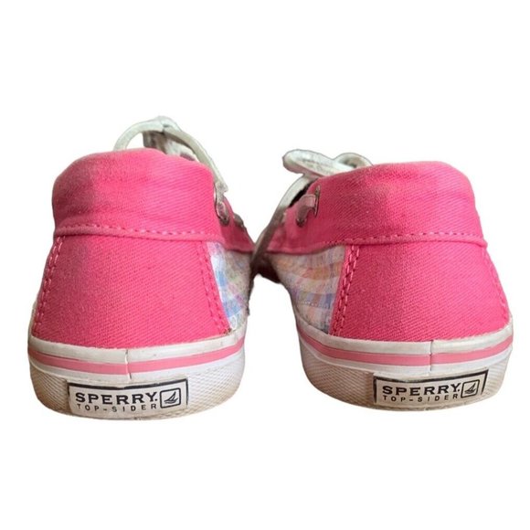 Sperry Bahamas Top Sider Pink Plaid Print Sequins Loafers Size 4 - Picture 3 of 7